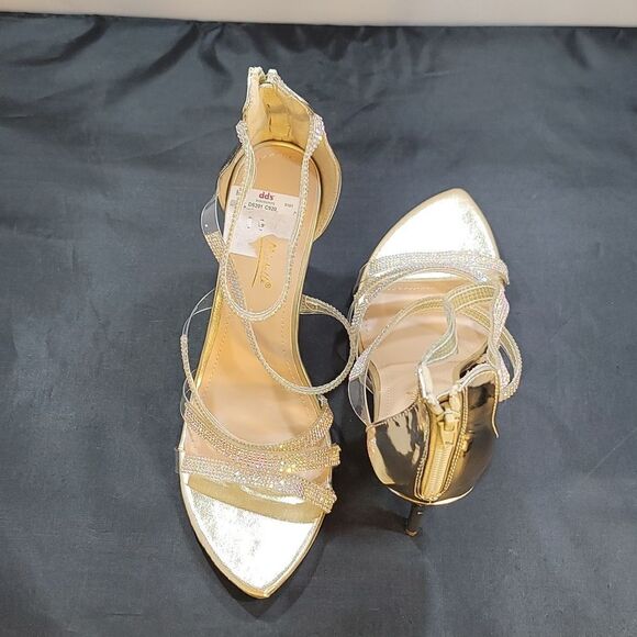 BRAND NEW ANNE KLEIN MULTI STRAP RHINESTONE HIGH HEEL STILETTO SANDAL - Picture 4 of 15